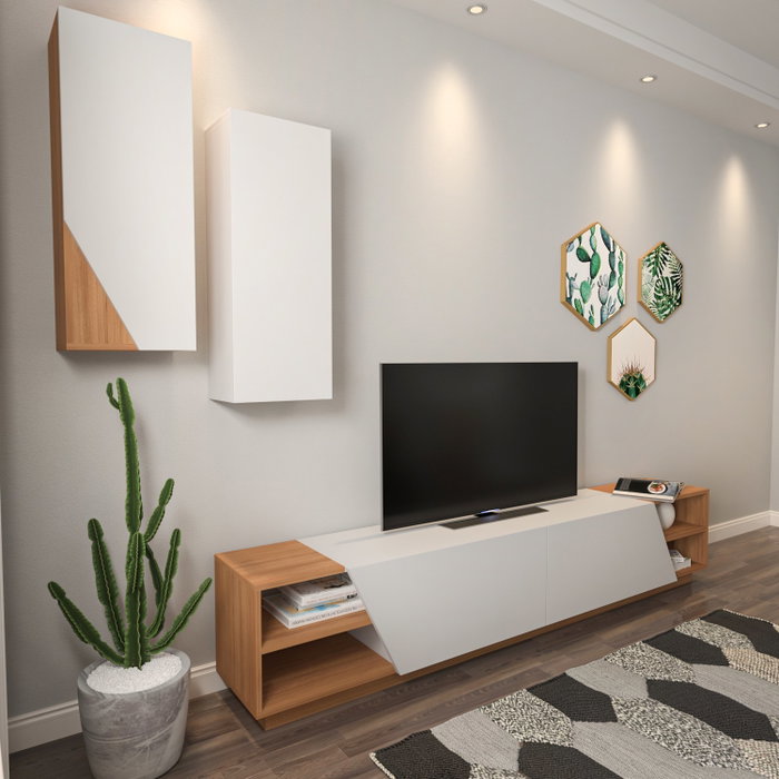 Hanah Home Mueble de TV Zebra Blanco y Teca Hanah Home Mueble de TV Zebra Blanco y Teca